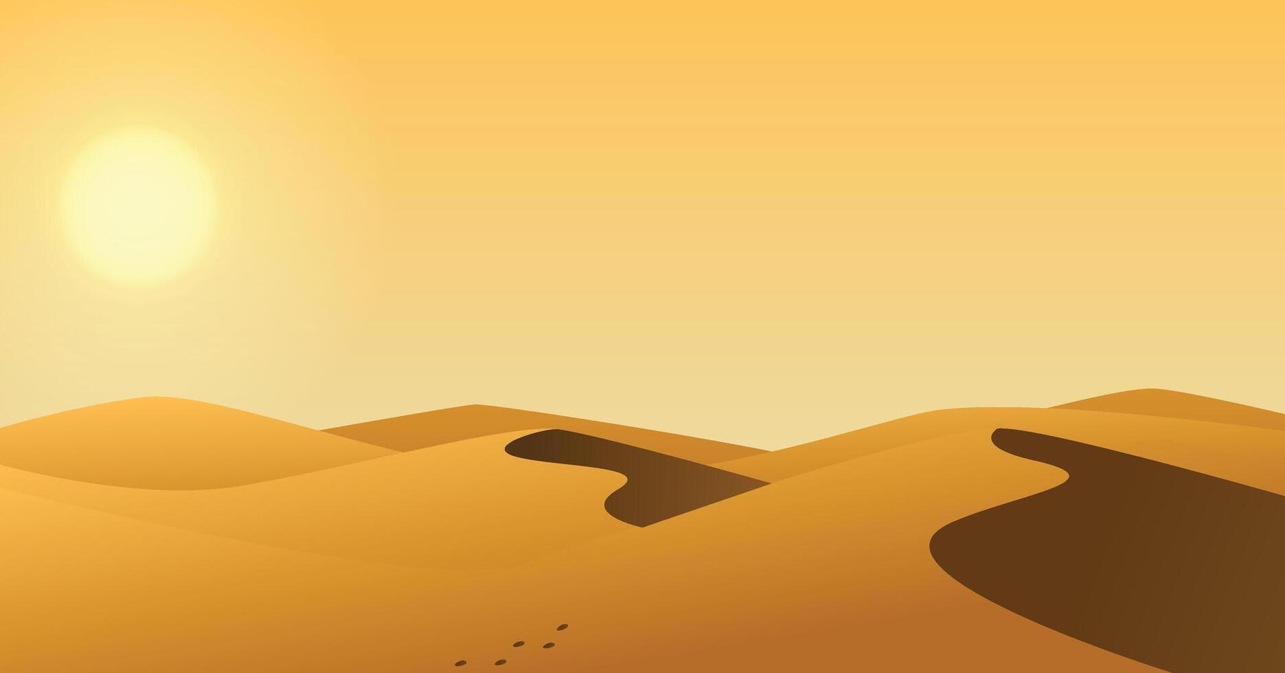Desert landscape panoramic with sand dunes illustration vector