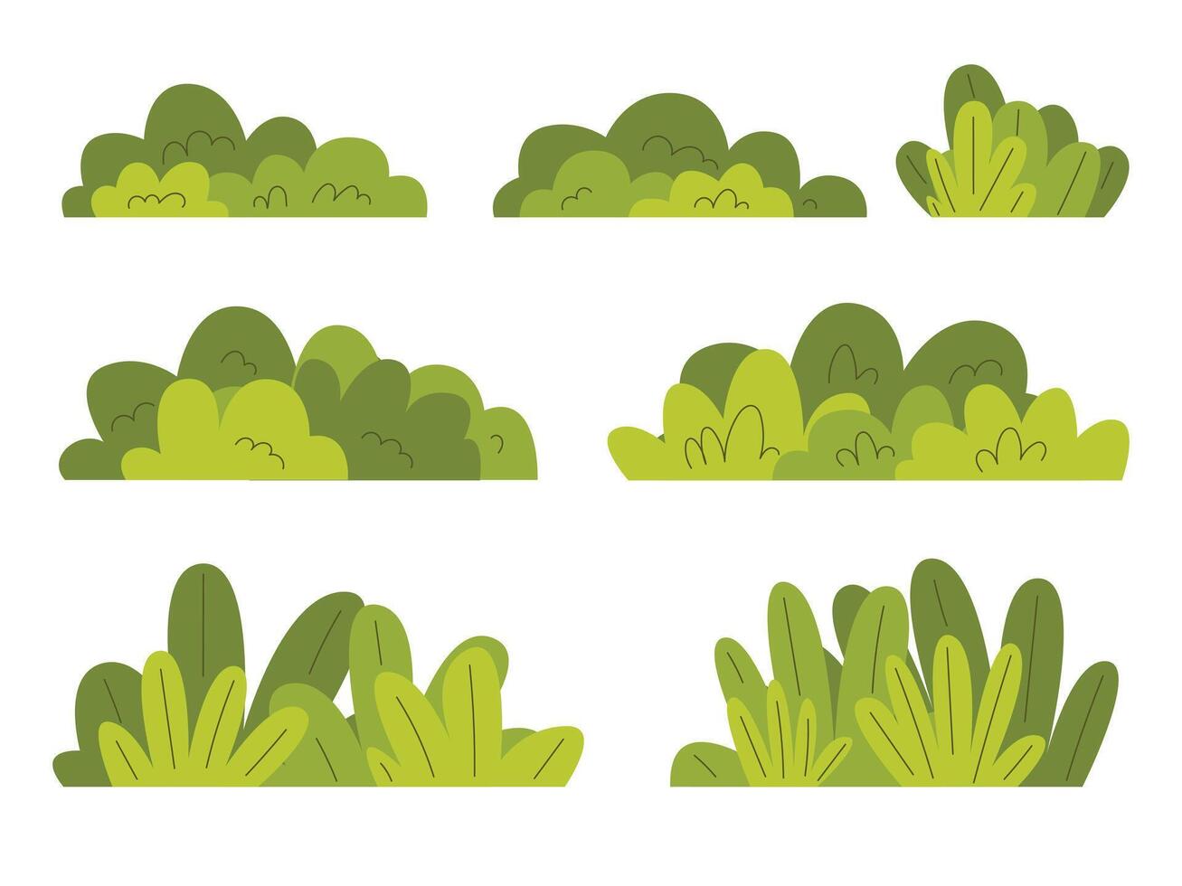 Green bushes. Hand drawn bush set vector