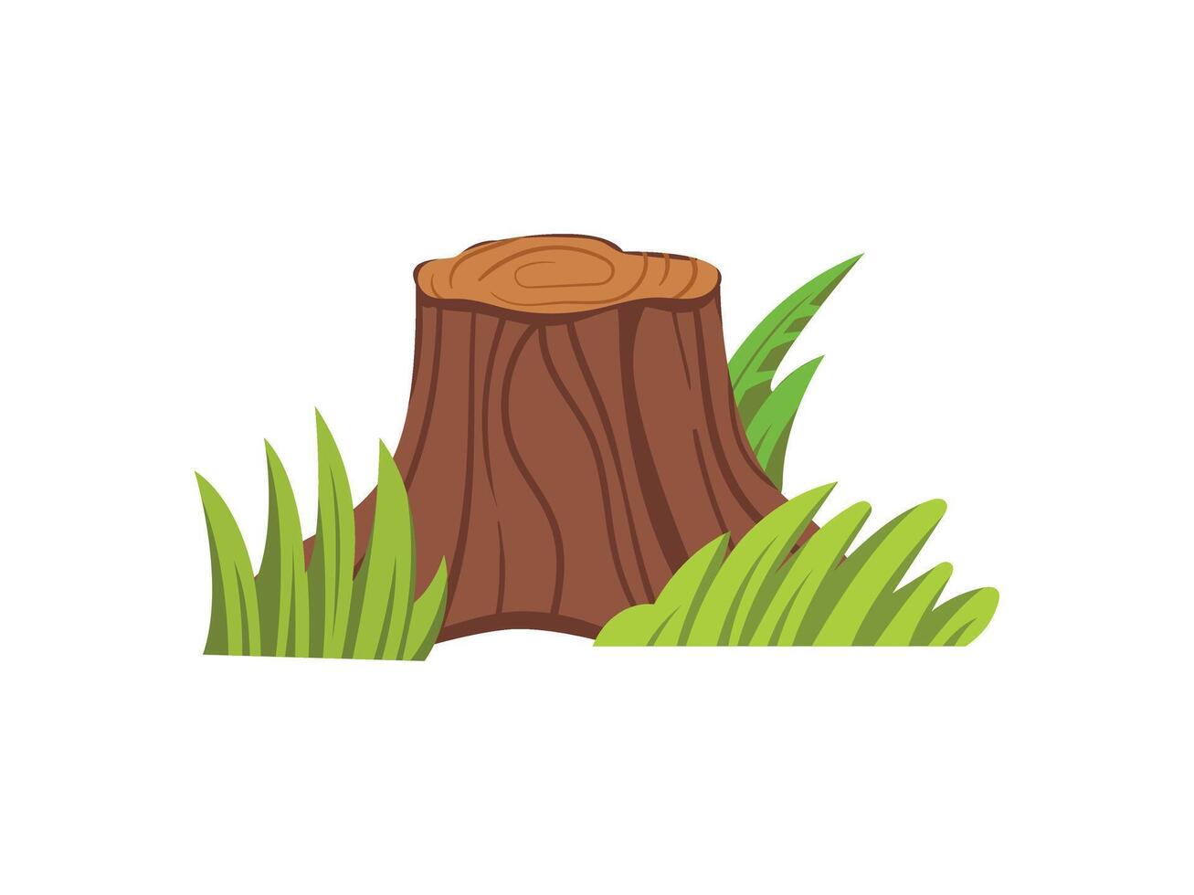 Hand drawn old tree stump with grass vector