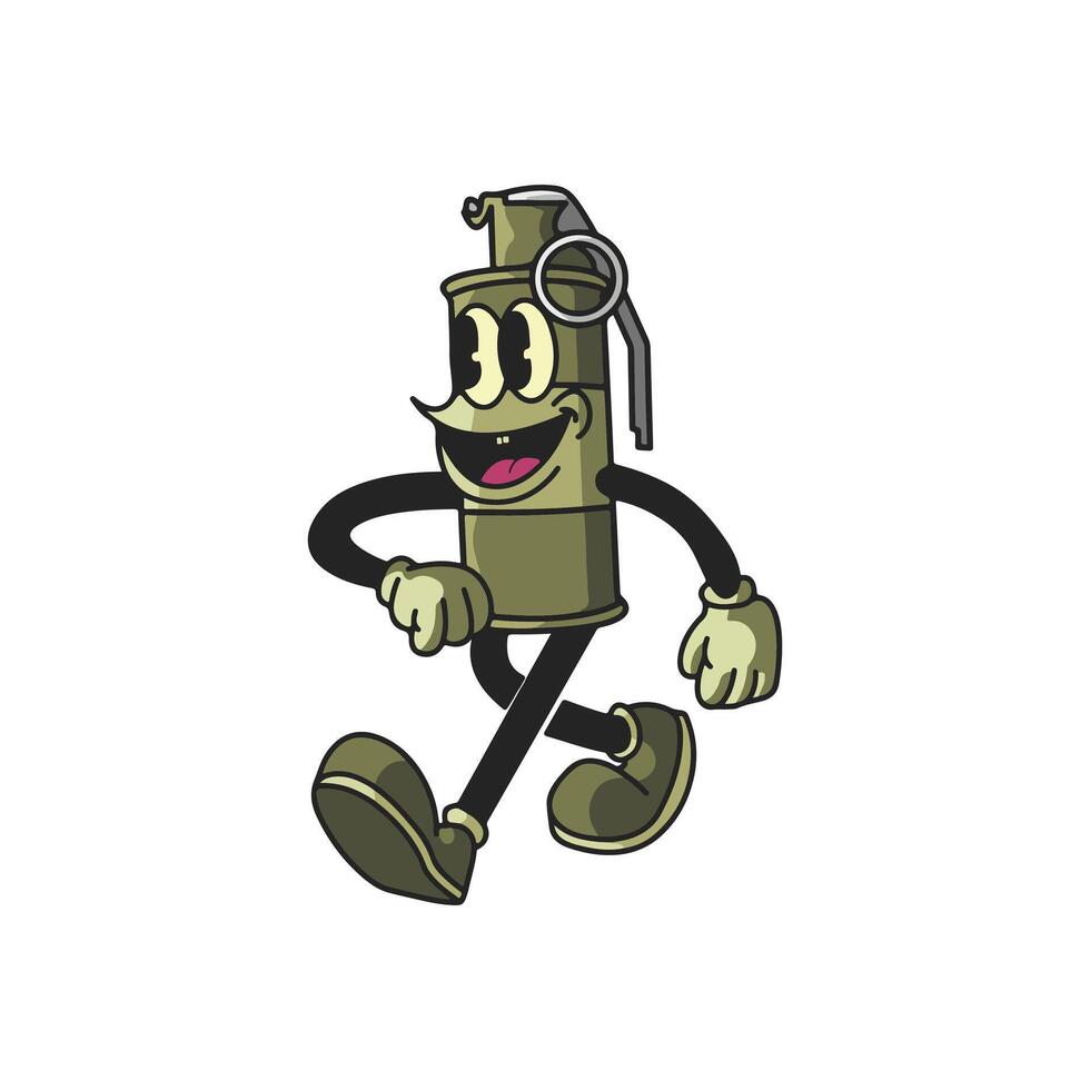 Vintage Smoke Grenade Cartoon Character 90's Premium vector