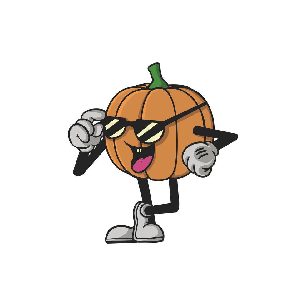 Vintage Pizza Cartoon Character 90's Premium vector