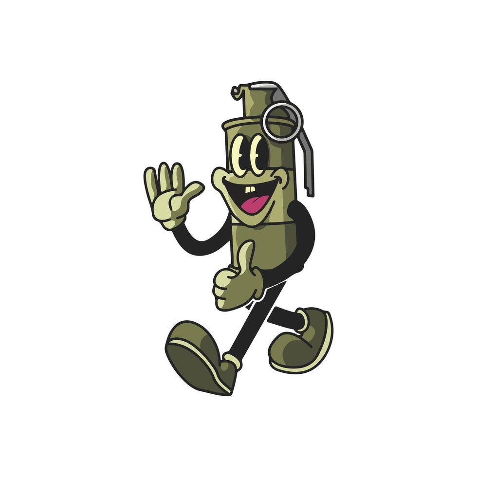 Vintage Smoke Grenade Cartoon Character 90's Premium vector