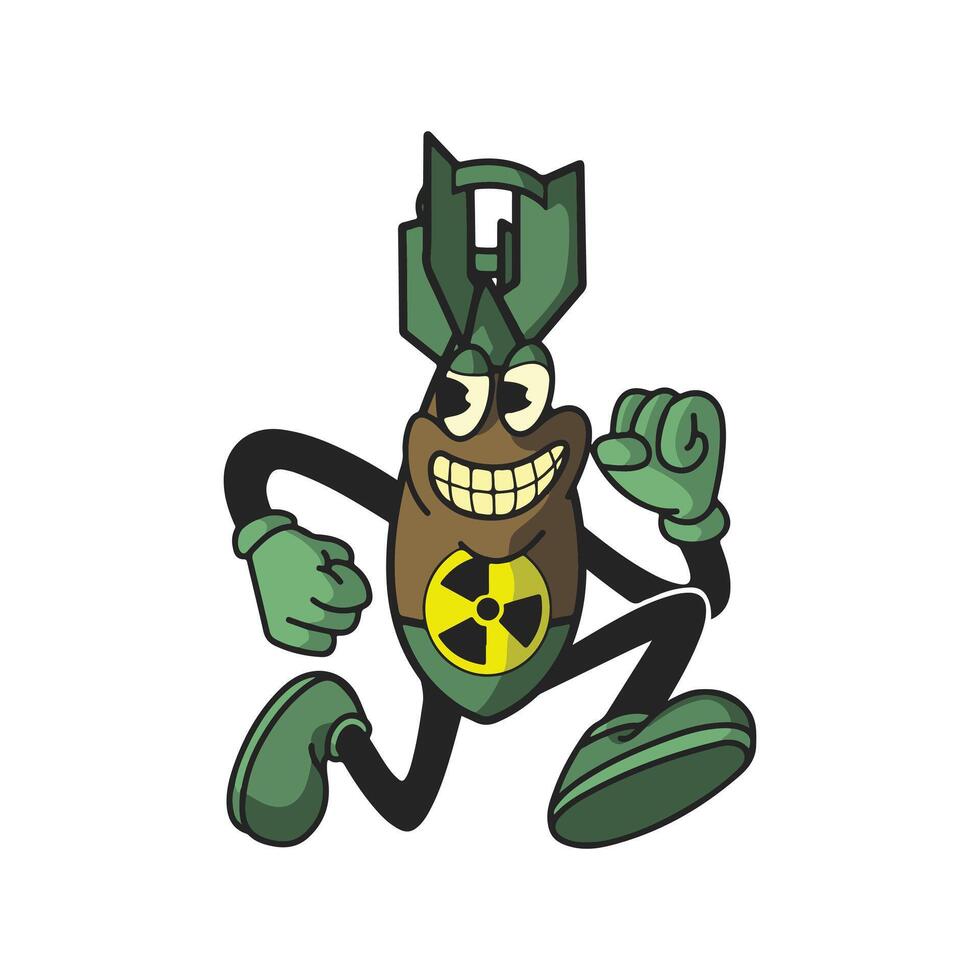 Vintage Atom Bomb Cartoon Character 90's Premium vector