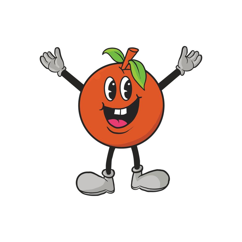 Vintage Orange Cartoon Character 90's Premium vector