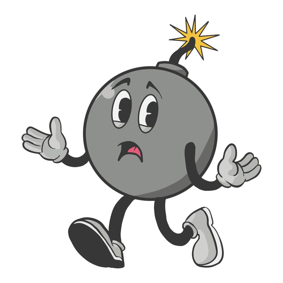 Vintage Bomb Cartoon Character 90's Premium vector