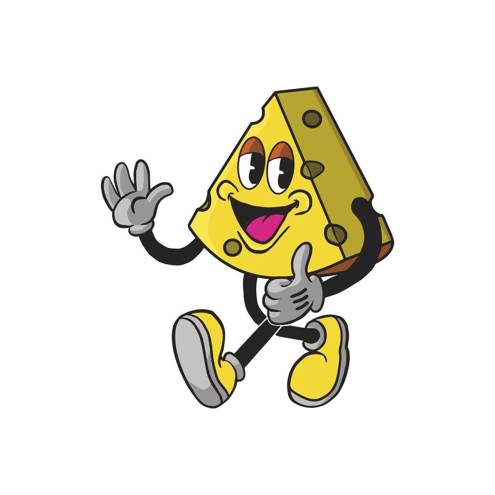 Vintage Cheese Cartoon Character 90's Premium vector