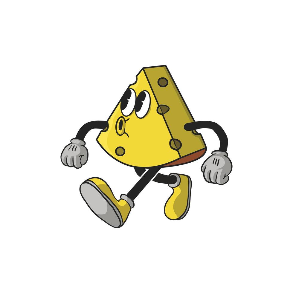 Vintage Cheese Cartoon Character 90's Premium vector