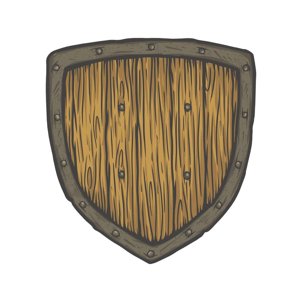 old wooden shield vector
