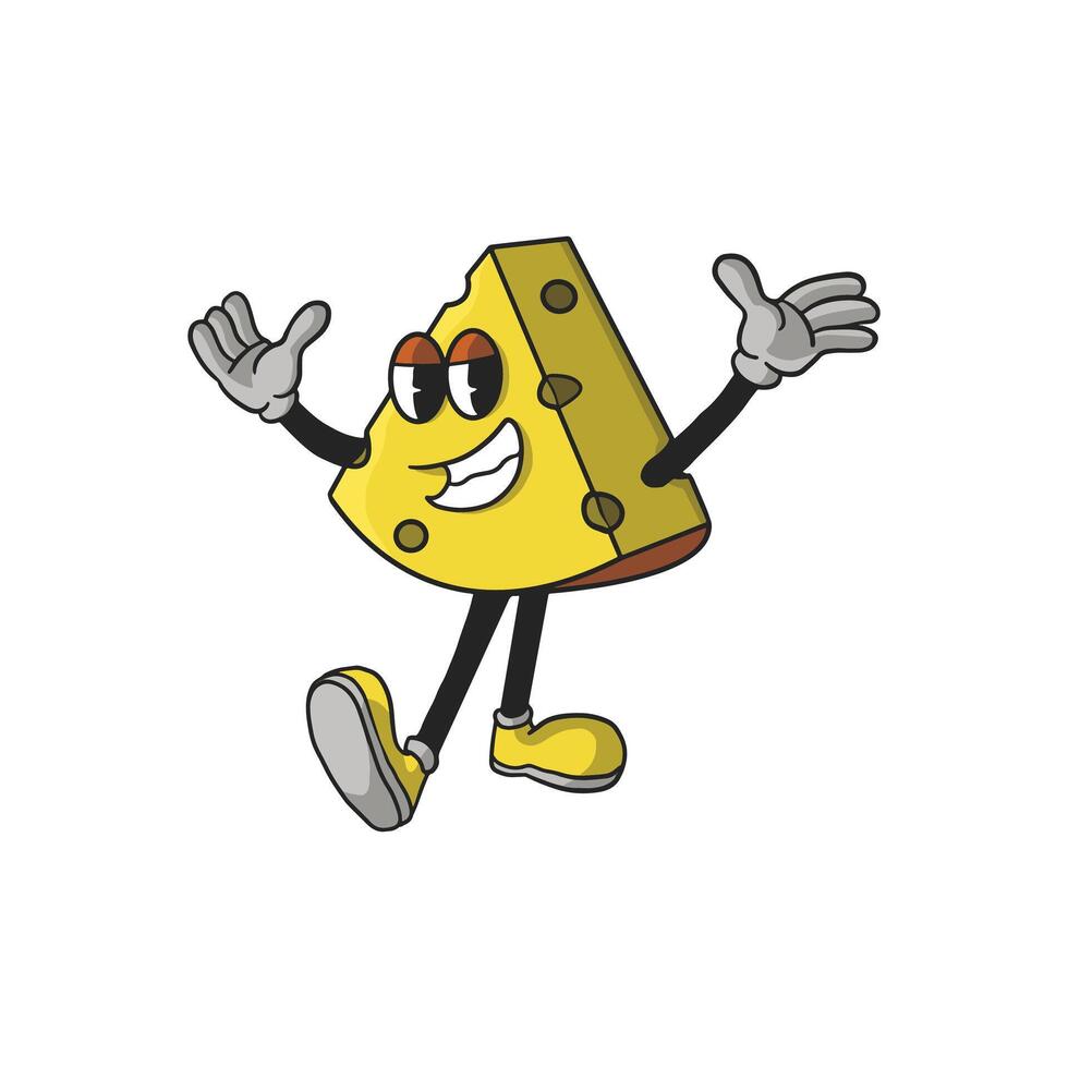 Vintage Cheese Cartoon Character 90's Premium vector