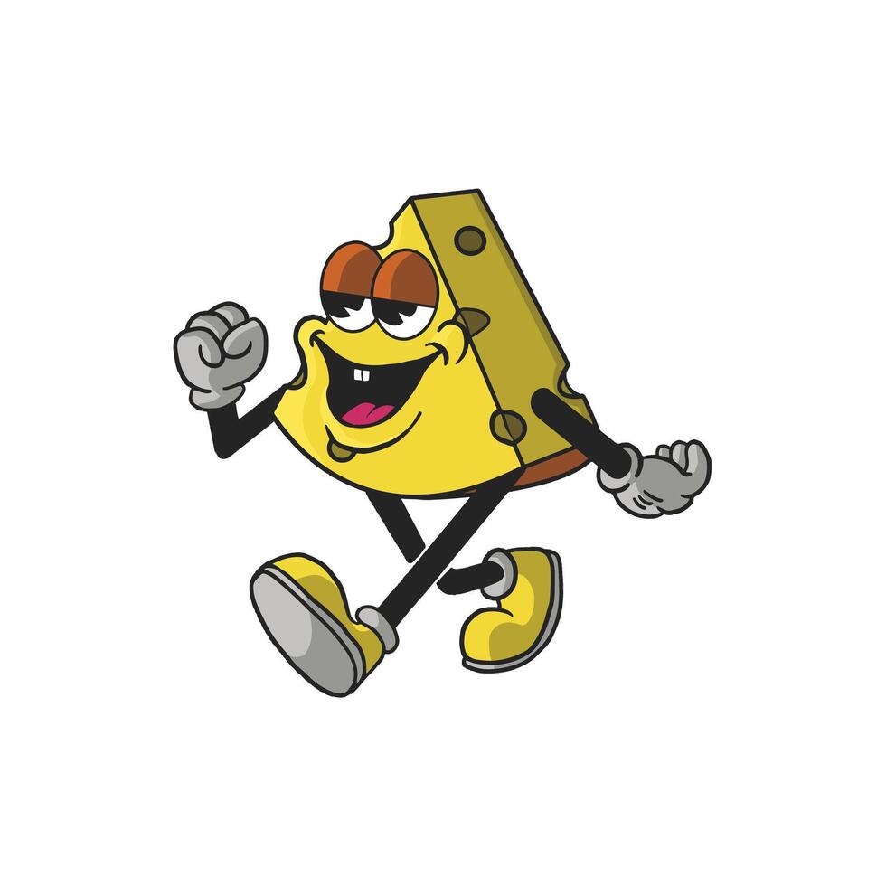 Vintage Cheese Cartoon Character 90's Premium vector
