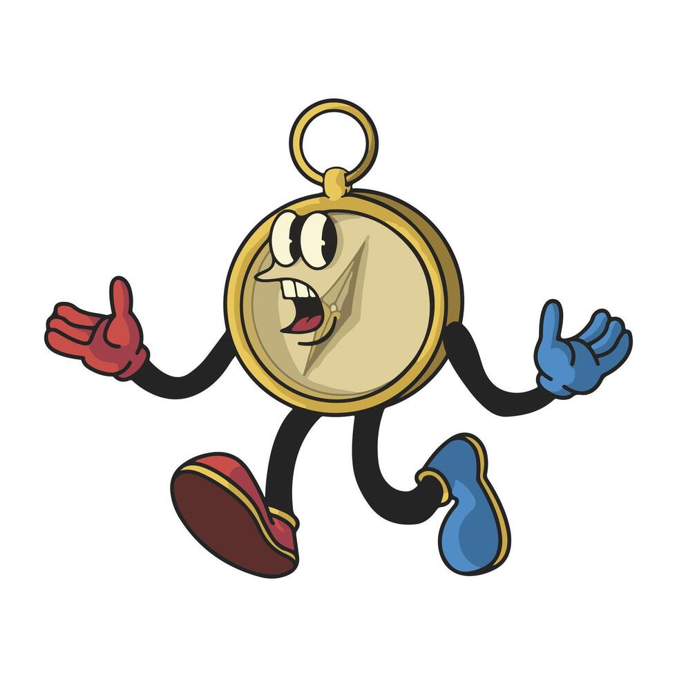 Vintage Compass Cartoon Character 90's Premium vector