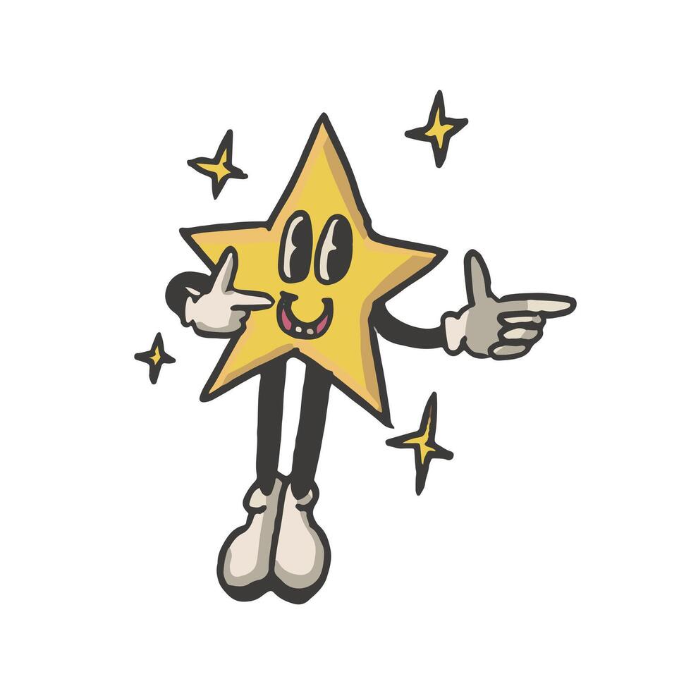 Star Vintage Cartoon Character Premium vector