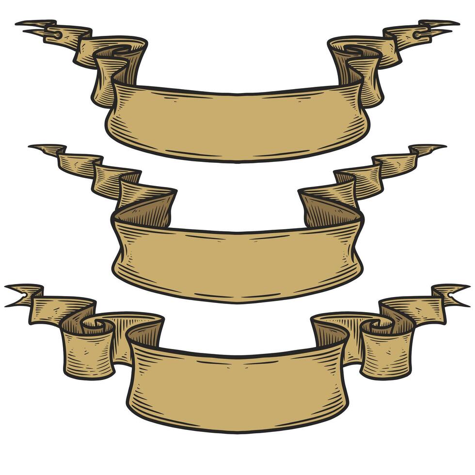 blank vintage hand drawn ribbon . vector