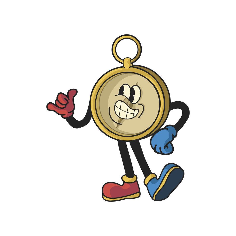 Vintage Compass Cartoon Character 90's Premium vector