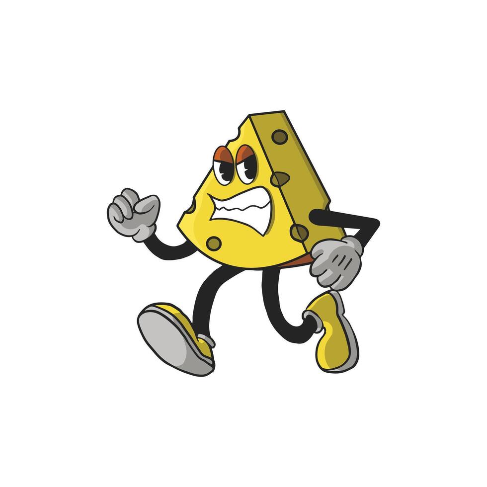 Vintage Cheese Cartoon Character 90's Premium vector