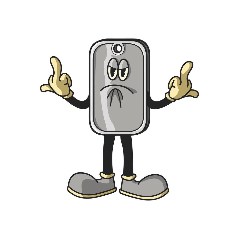 Vintage Atom Dog Tag Cartoon Character 90's Premium vector