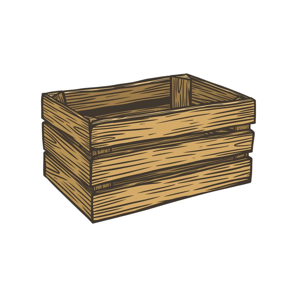wooden fruit box vector