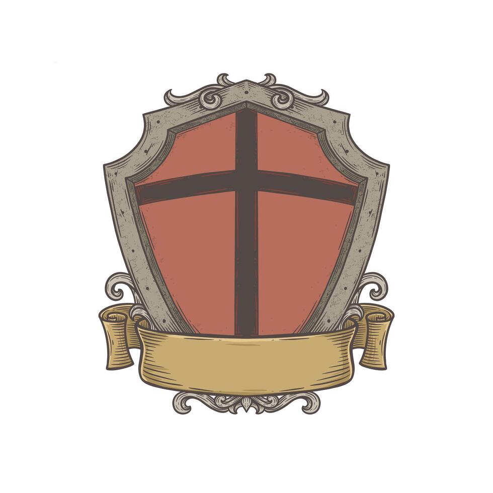 blank heraldic logo in vintage hand drawn style vector