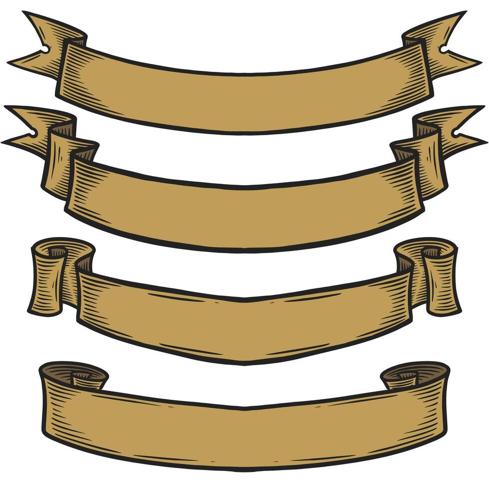blank vintage hand drawn ribbon . vector