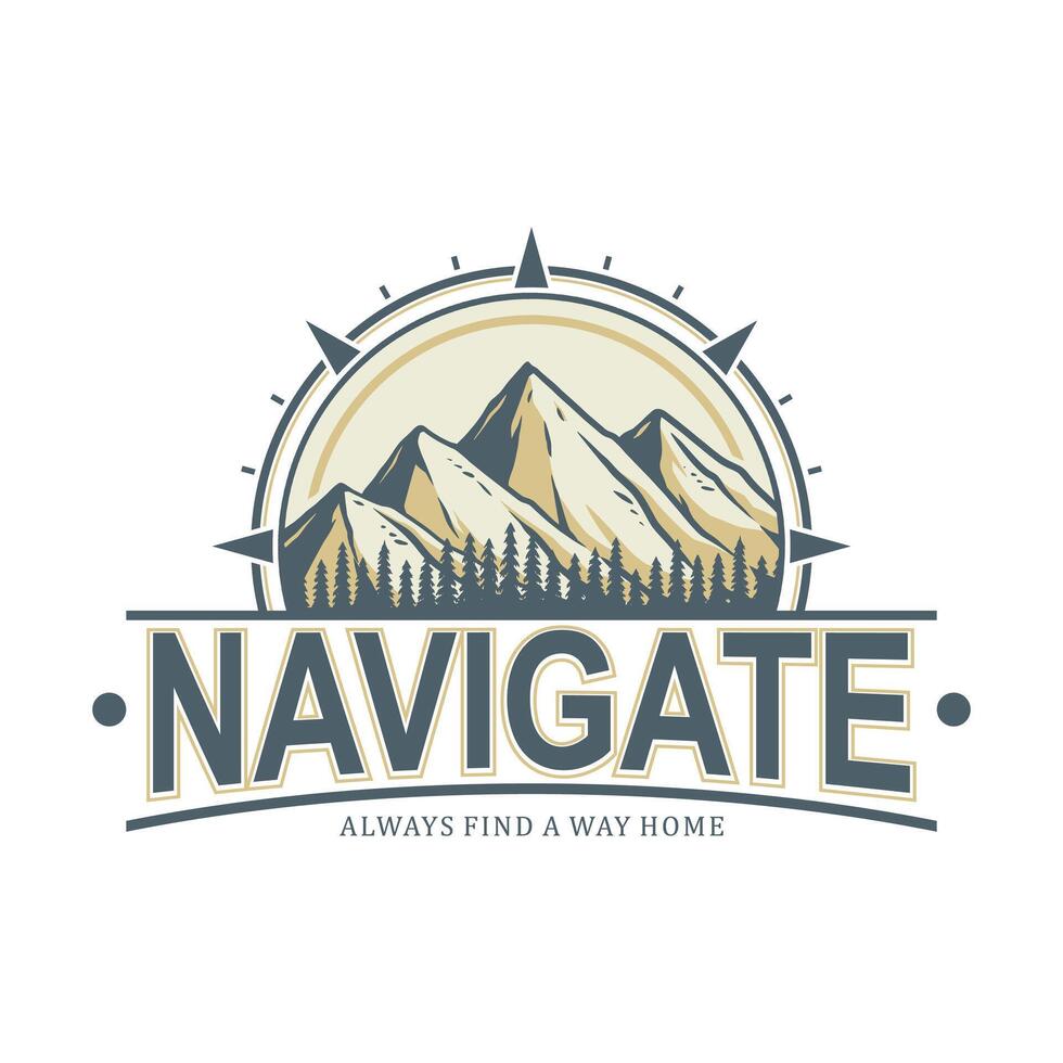 mountain badge, ready to use as logo, easy to change color and text vector