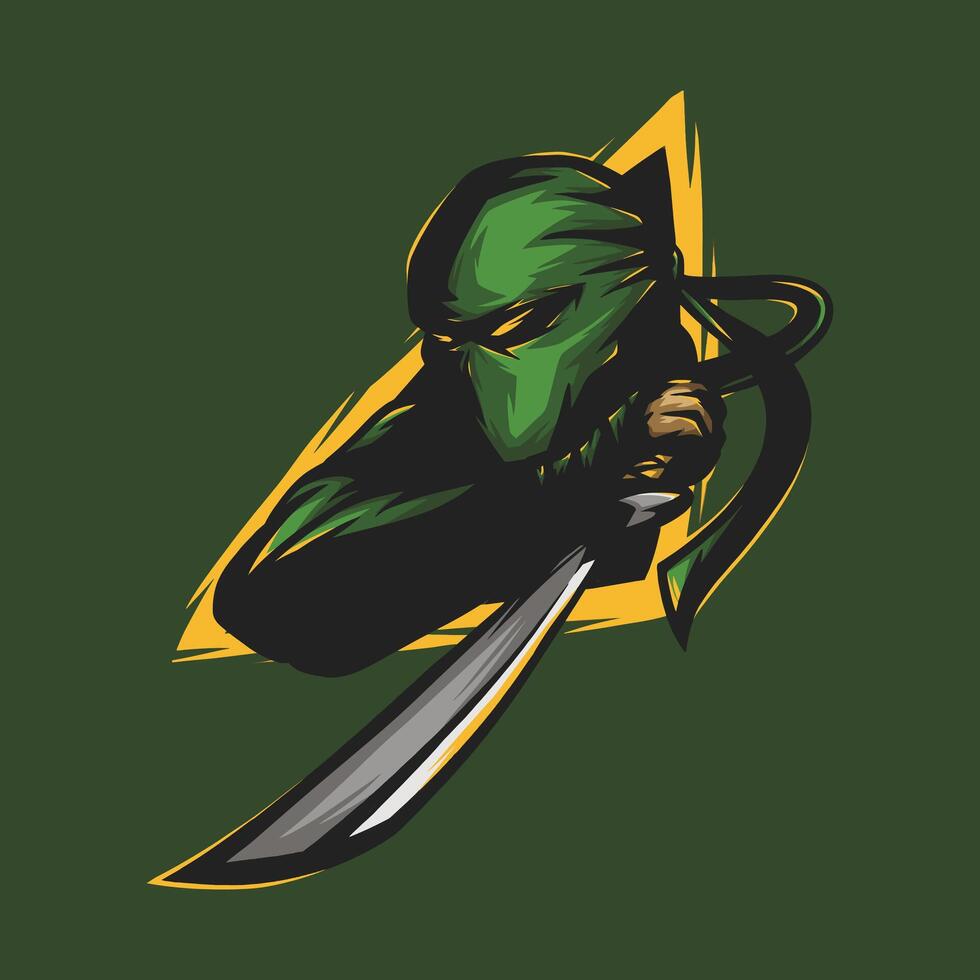 e sport logo ninja and sword vector