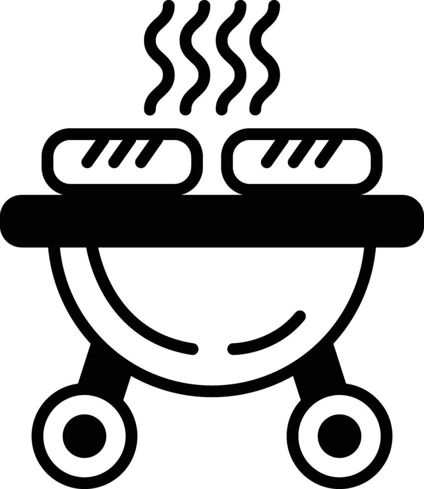 Grilled hot dog icon in line style. vector