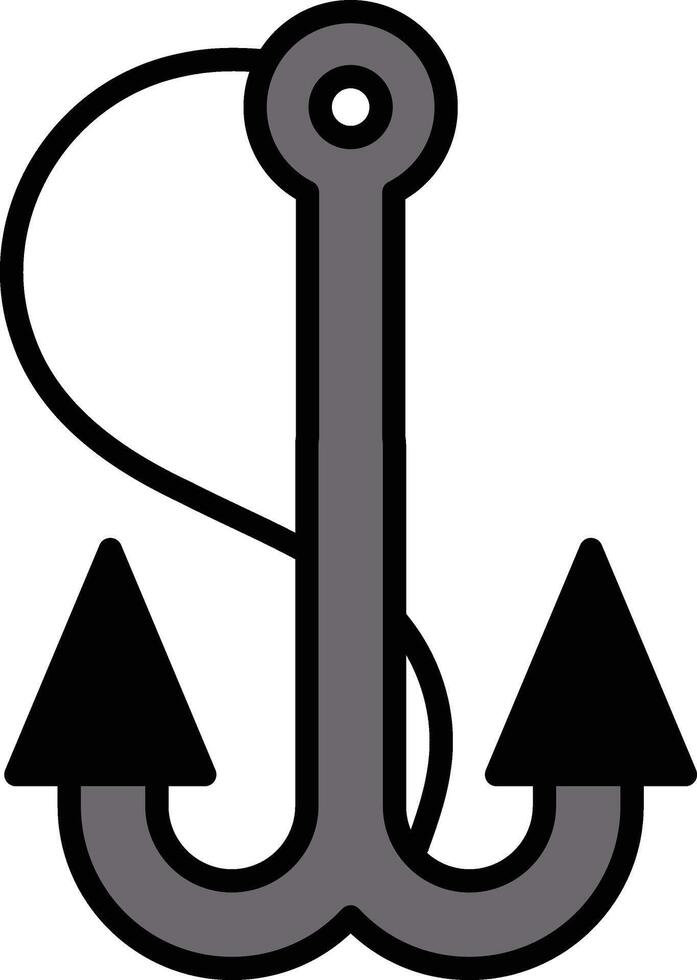Fishing rod and fish box icon in line style. vector
