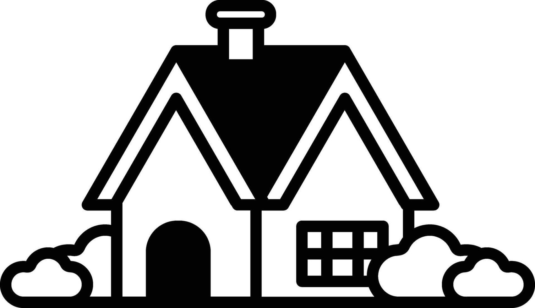 house in the forest in line icon style vector