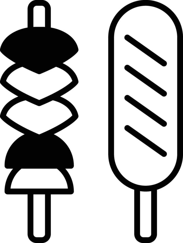 Grilled hot dog icon in line style. vector