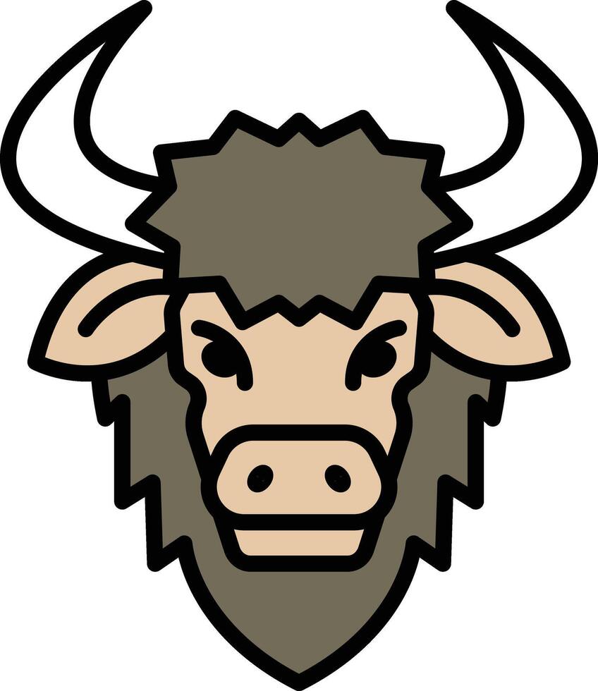 bison in line icon style vector