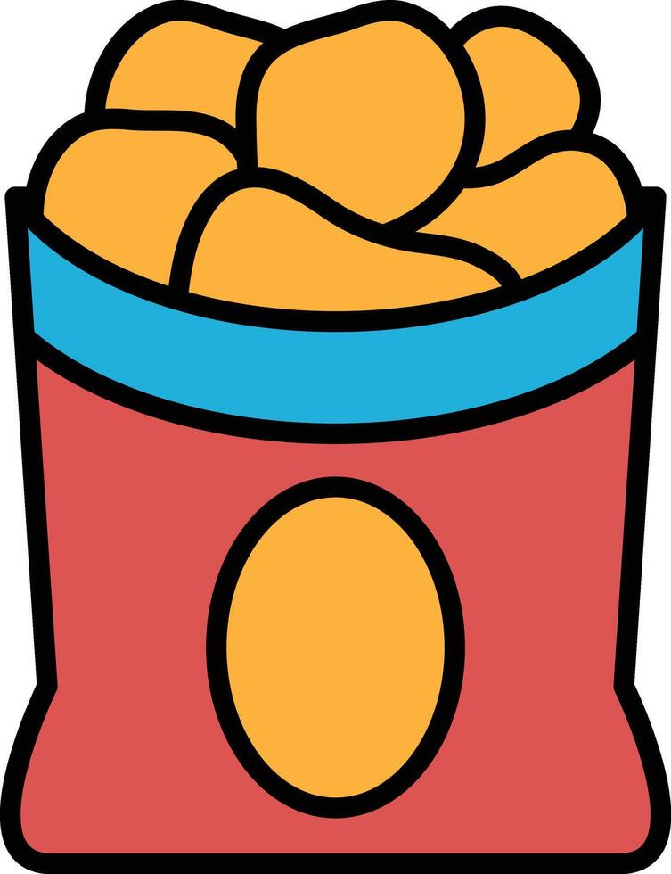 snack bag in line icon style vector