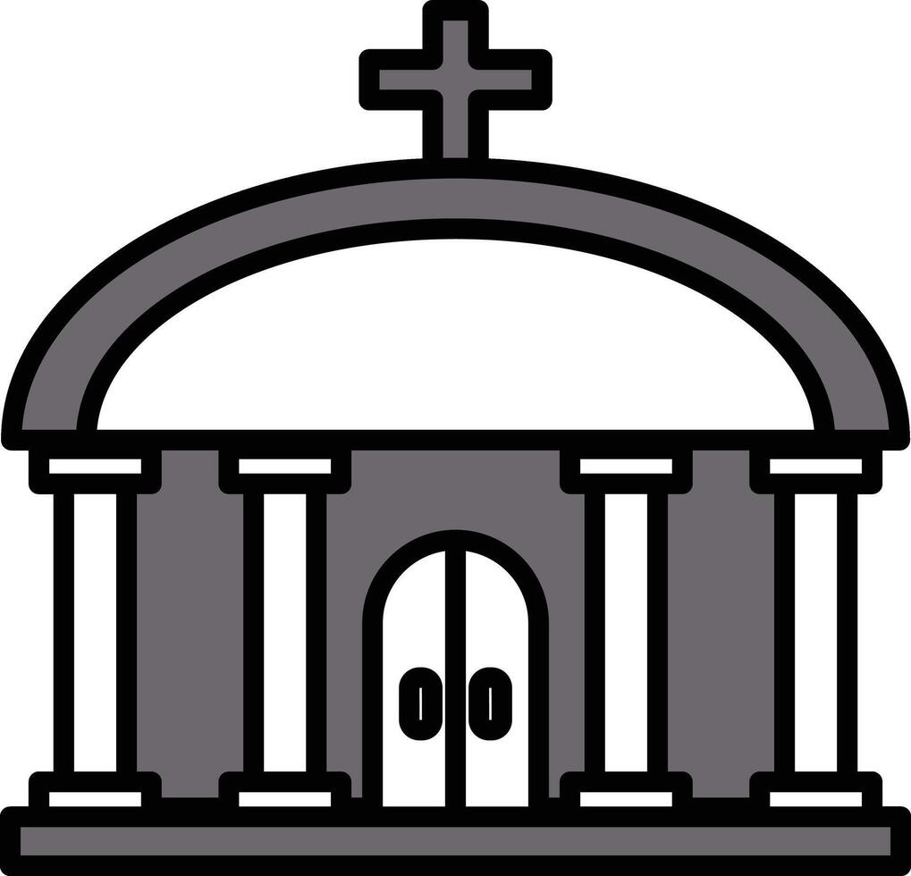 Church and cross in line icon style vector