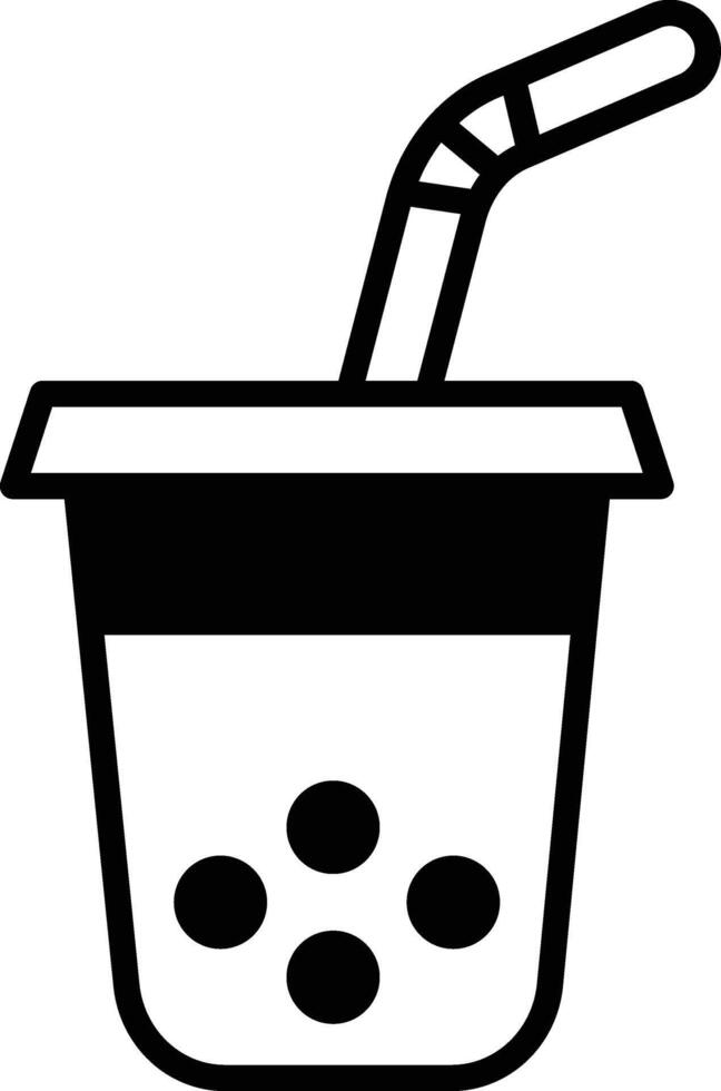 bubble milk tea glass in line icon style vector