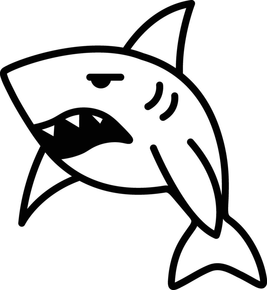 shark in line icon style vector