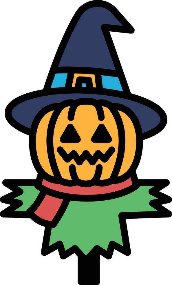 Halloween Scarecrow in line icon style vector