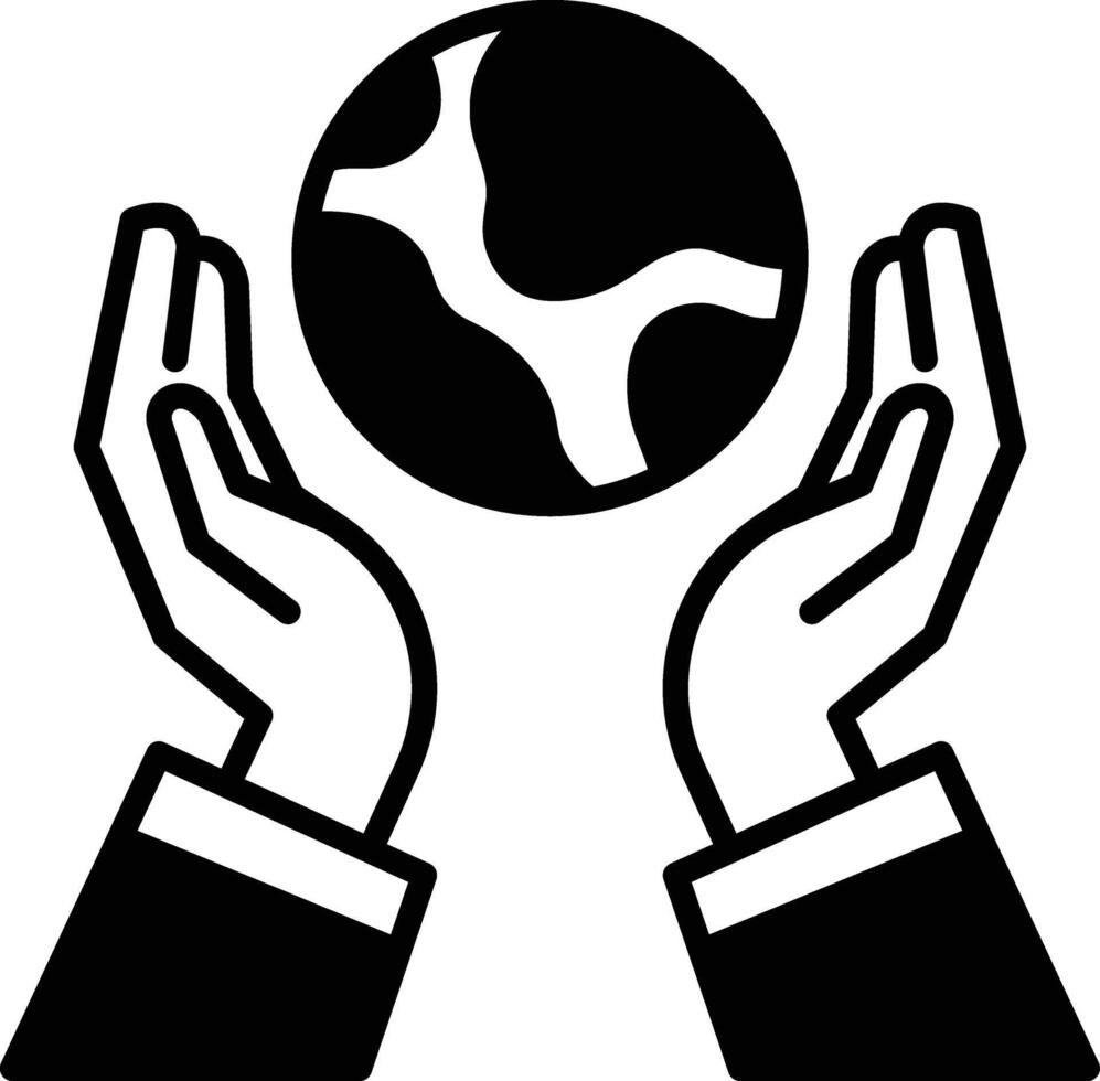 Human hand holding the earth vector