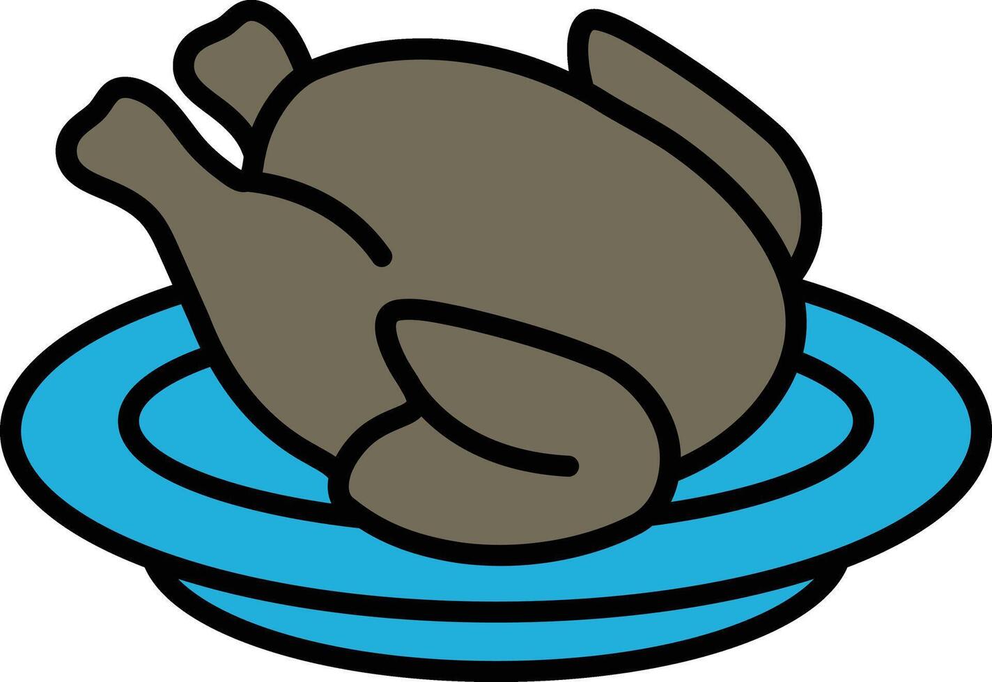 Roasted Turkey in line icon style vector