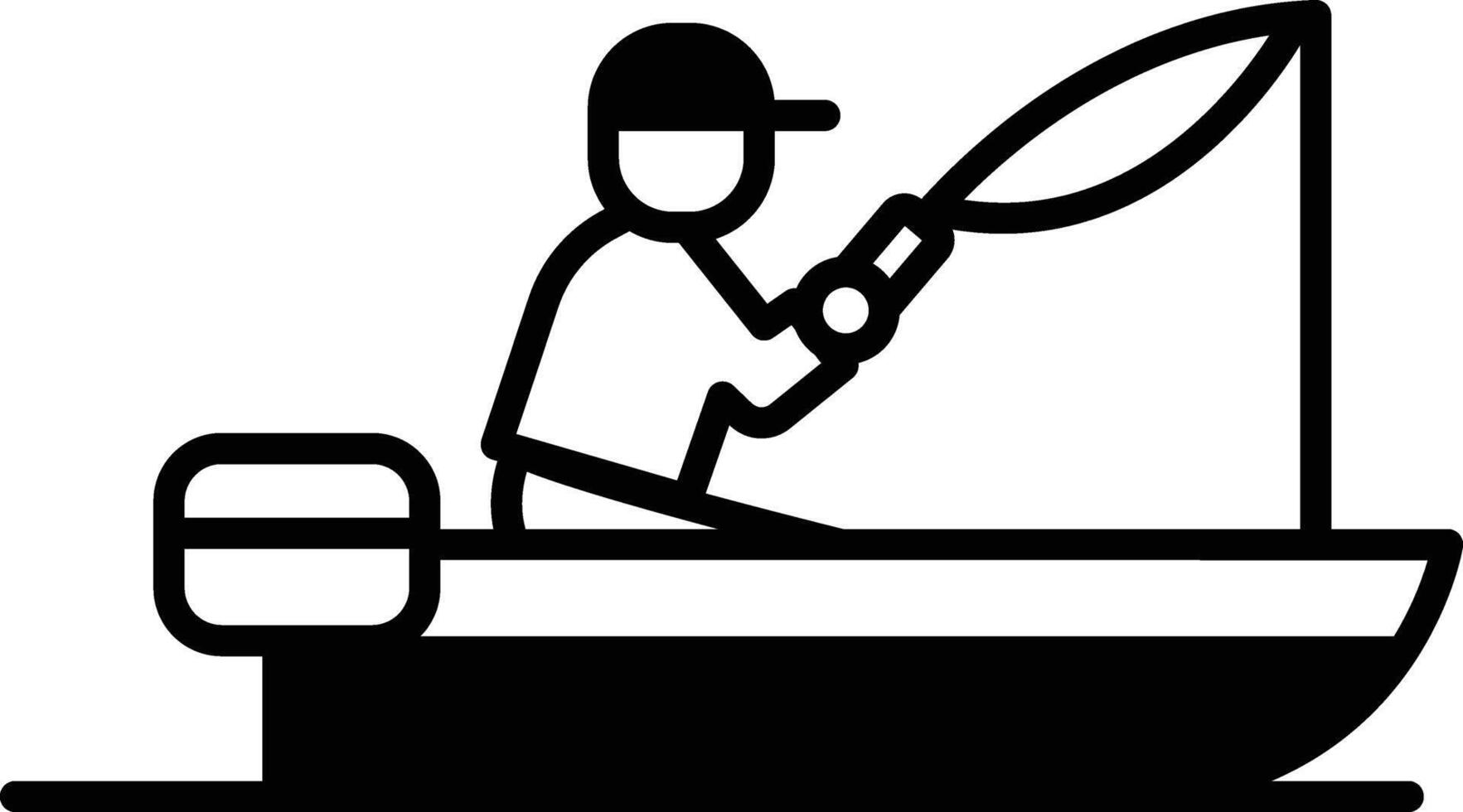 fisherman on boat in line icon style vector