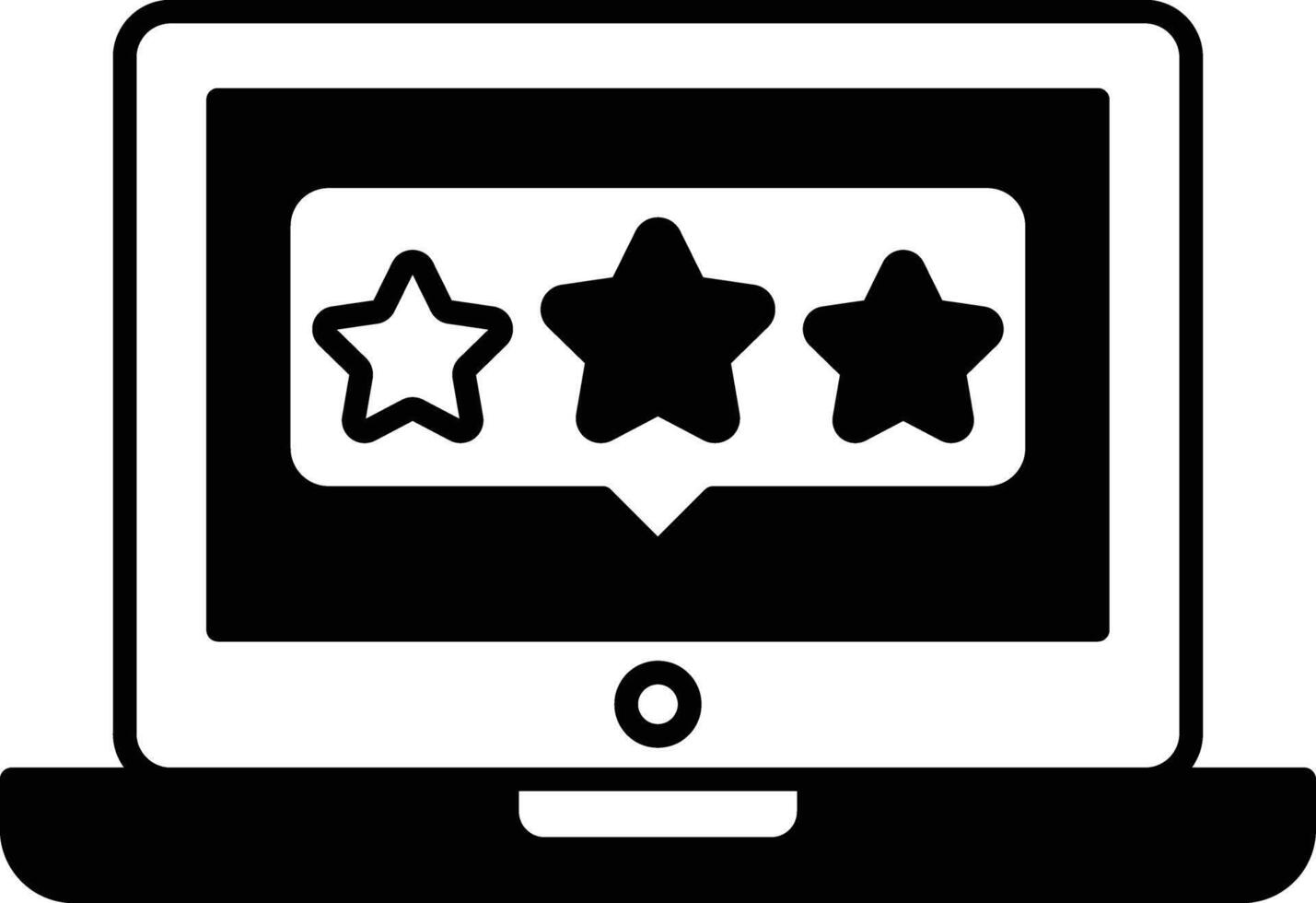 A laptop screen with three stars and a star in the middle vector