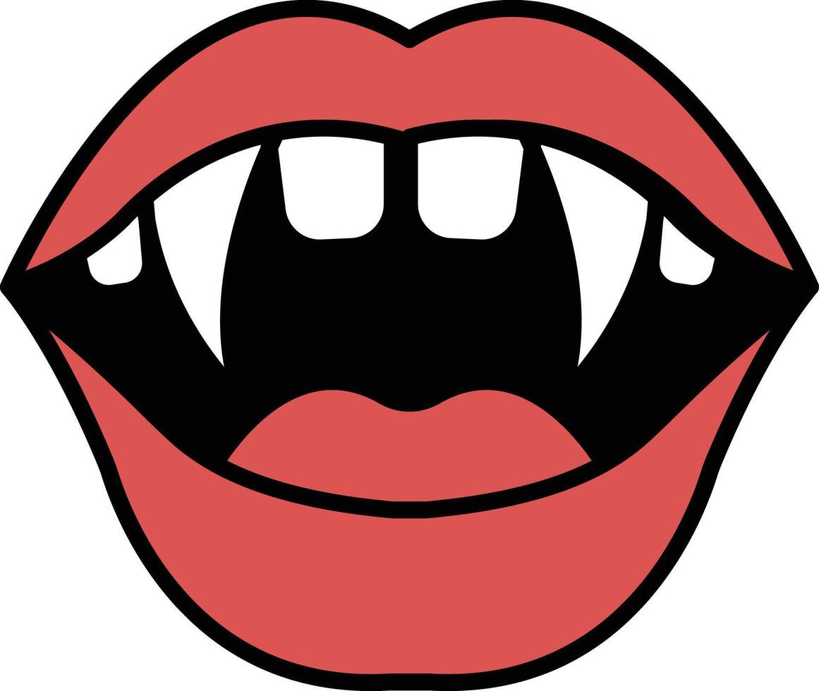 vampire mouth in line icon style vector