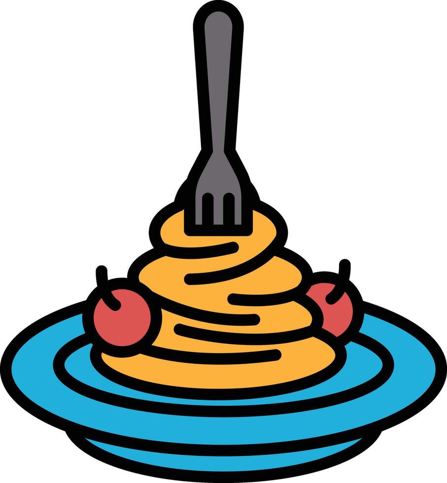 spaghetti in line icon style vector