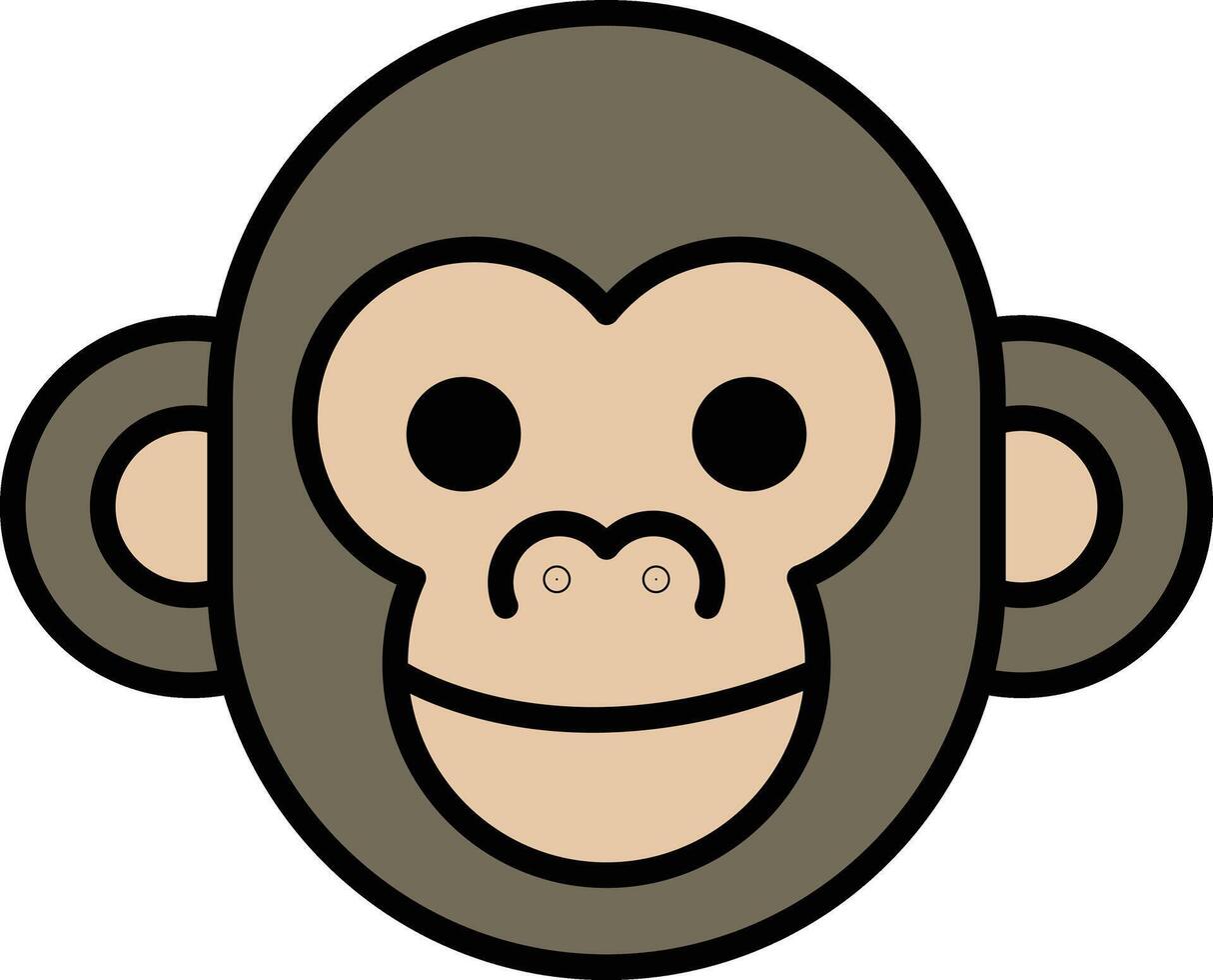 monkey in line icon style vector