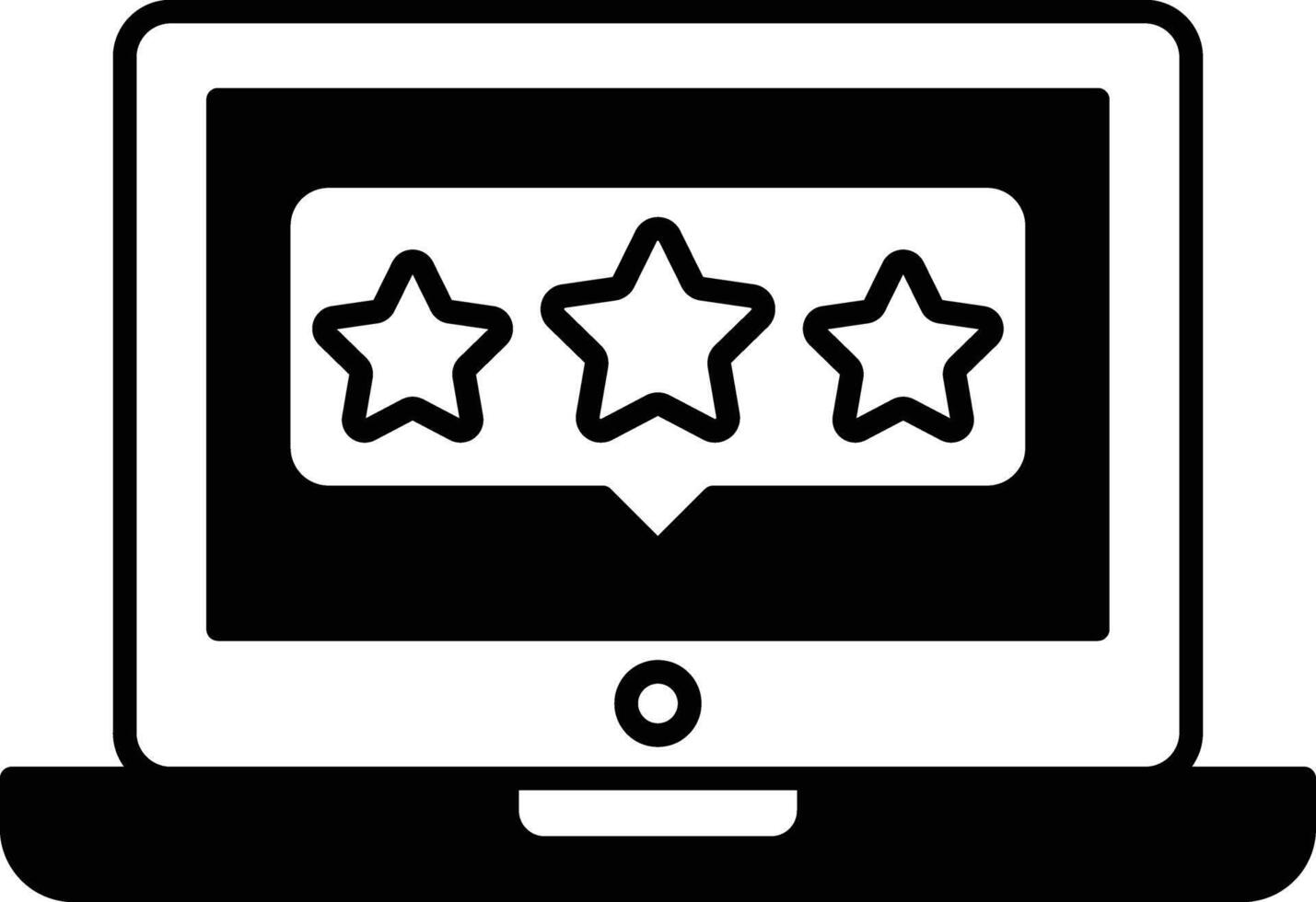 A laptop screen with three stars and a star in the middle vector
