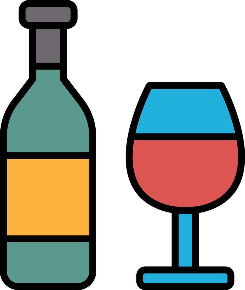 Wine glasses and bottles in line icon style vector