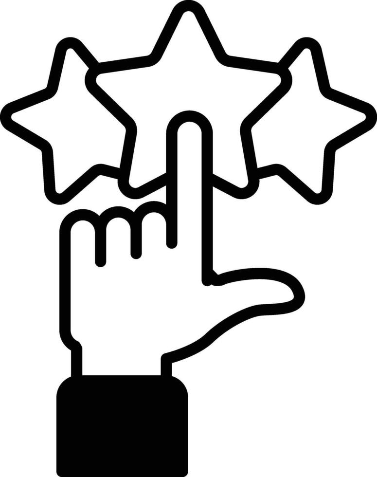 A hand pointing to three stars vector