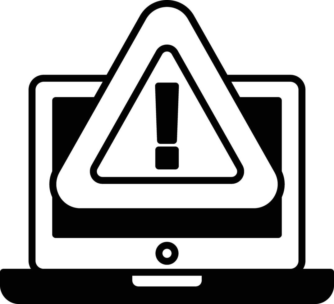 A computer monitor with a red triangle on it vector