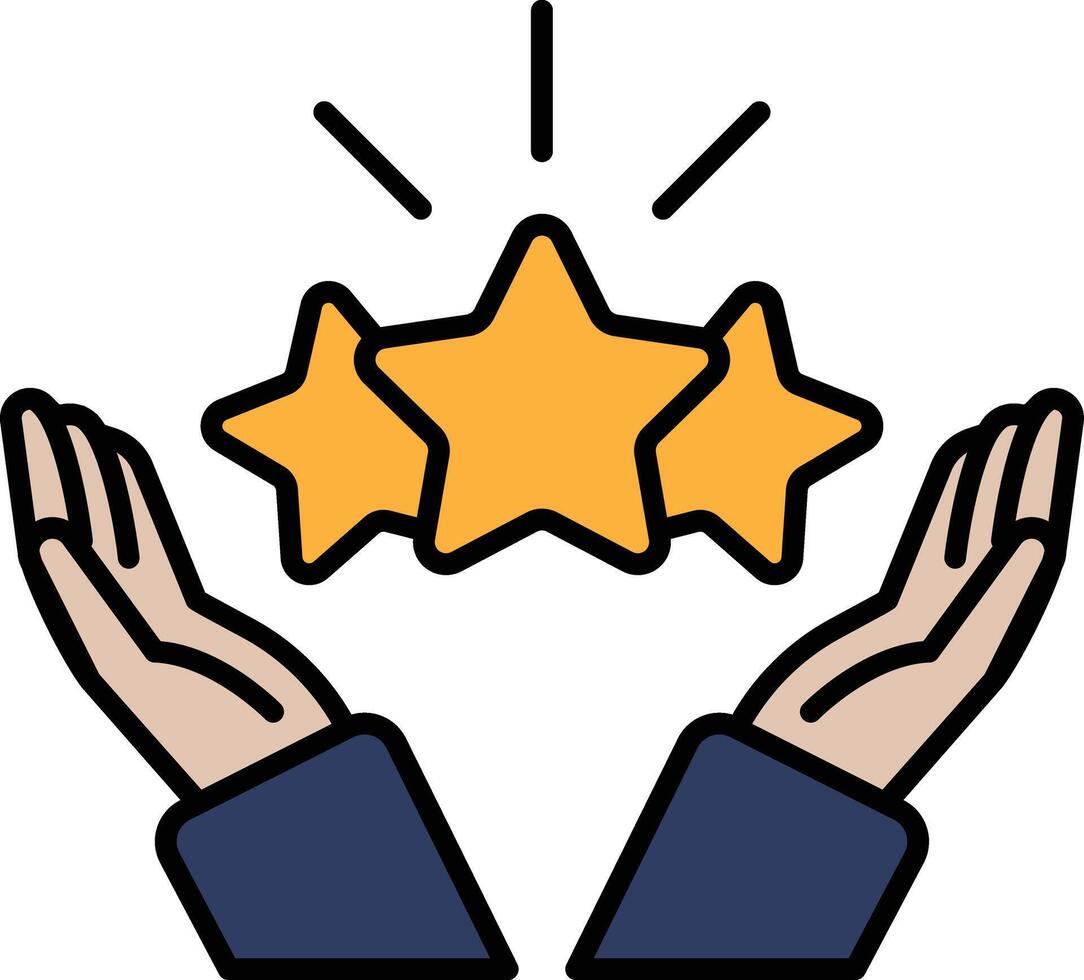 Three stars are shown in a hand, with the middle star being the largest vector