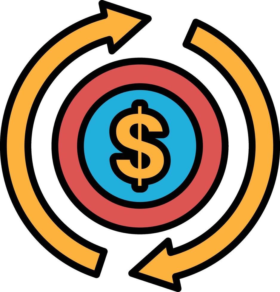 A black and white image of a dollar sign with arrows surrounding it vector