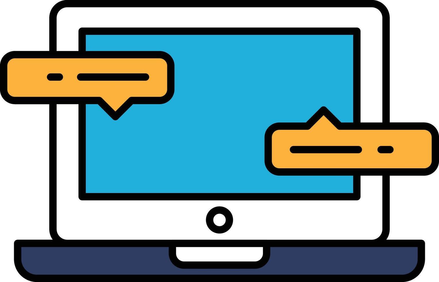 A laptop screen with two chat bubbles on it vector
