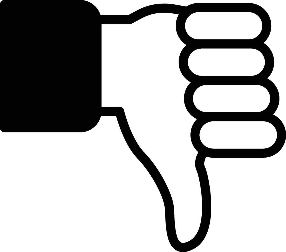 A thumbs down sign is shown in black and white vector